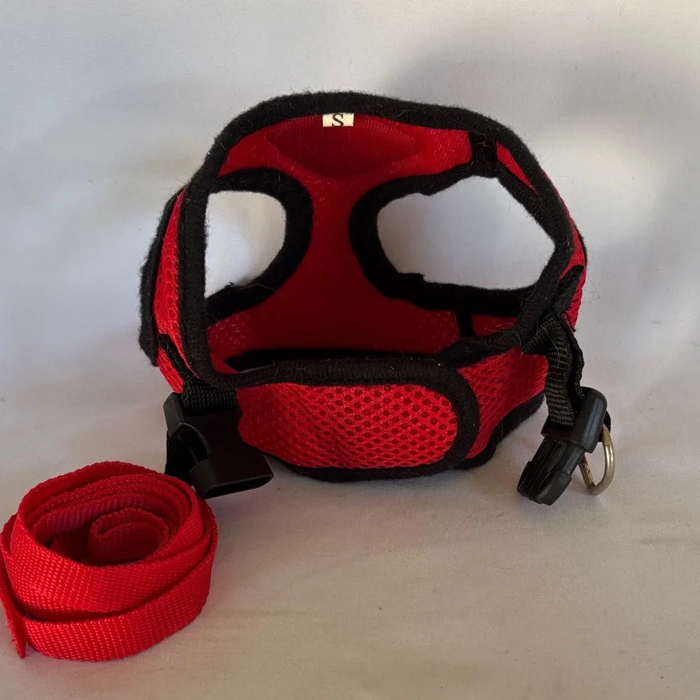SET OF HARBOUR 54 CAT HARNESS & LEASH RED & BLACK